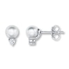 Cultured Pearl Earrings Natural White Sapphires Sterling Silver