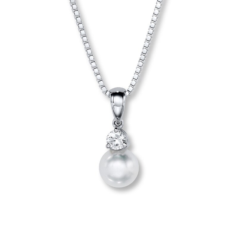 Cultured Pearl Necklace Natural White Sapphire Sterling Silver