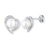 Thumbnail Image 1 of Cultured Pearl Earrings 1/20 ct tw Diamonds Sterling Silver