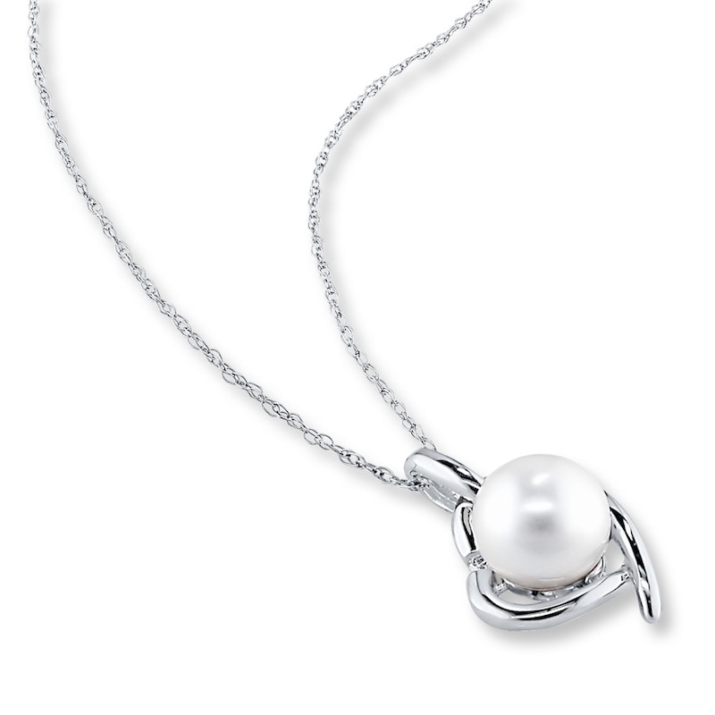 Main Image 2 of Cultured Pearl Necklace Diamond Accent Sterling Silver