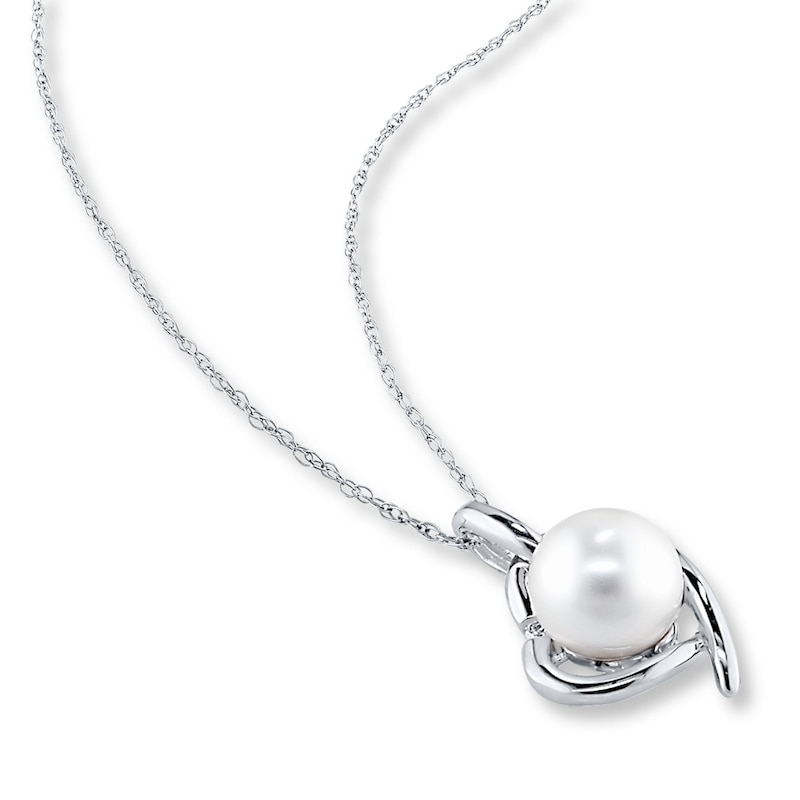 Cultured Pearl Necklace Diamond Accent Sterling Silver