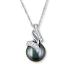 Thumbnail Image 1 of Tahitian Cultured Pearl Necklace Diamond Accents 10K White Gold