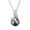 Thumbnail Image 0 of Tahitian Cultured Pearl Necklace Diamond Accents 10K White Gold