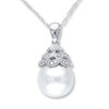 Thumbnail Image 0 of Cultured Pearl Necklace 1/20 ct tw Diamonds 14K White Gold