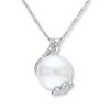 Thumbnail Image 1 of Cultured Pearl Necklace 1/10 ct tw Diamonds Sterling Silver