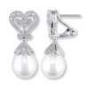 Thumbnail Image 0 of Cultured Pearl Earrings 1/20 ct tw Diamonds Sterling Silver