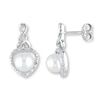 Thumbnail Image 1 of Cultured Pearl Earrings 1/10 ct tw Diamonds Sterling Silver