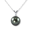 Thumbnail Image 0 of Black Tahitian Cultured Pearl Diamond Accent 10K White Gold