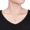 Thumbnail Image 2 of Cultured Pearl Necklace Pink Sapphires/Diamonds 10K White Gold