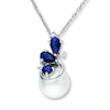 Thumbnail Image 1 of Cultured Pearl Necklace Sapphires/Diamonds 10K White Gold