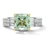 Thumbnail Image 3 of Neil Lane Square Emerald-Cut Green Quartz Bridal Set 5/8 ct tw Diamond 14K White Gold