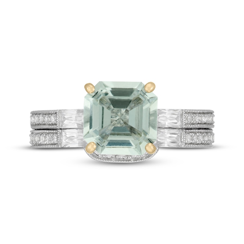Main Image 3 of Neil Lane Square Emerald-Cut Green Quartz Bridal Set 5/8 ct tw Diamond 14K White Gold