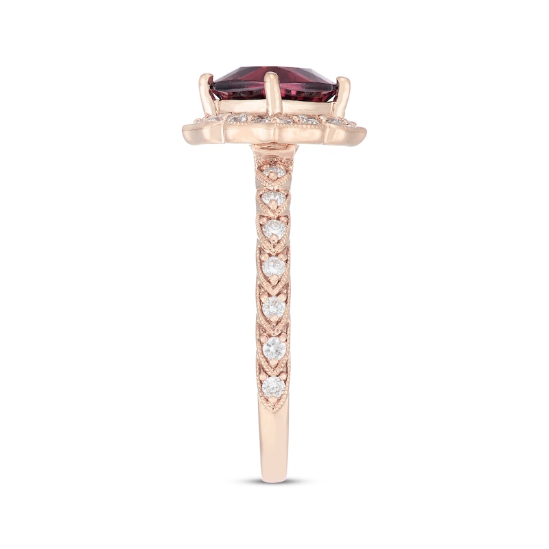 Main Image 2 of Neil Lane Cushion-cut Garnet Engagement Ring 1/2 ct tw Diamonds 14K Rose Gold