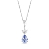 Gems of Serenity Pear-Shaped Blue & White Lab-Created Sapphire Necklace Sterling Silver 18"