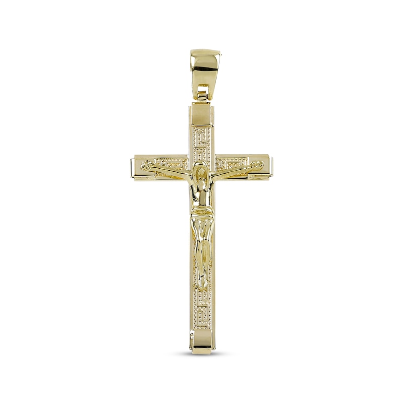 Main Image 1 of Men's Crucifix Greek Key Charm 10K Yellow Gold