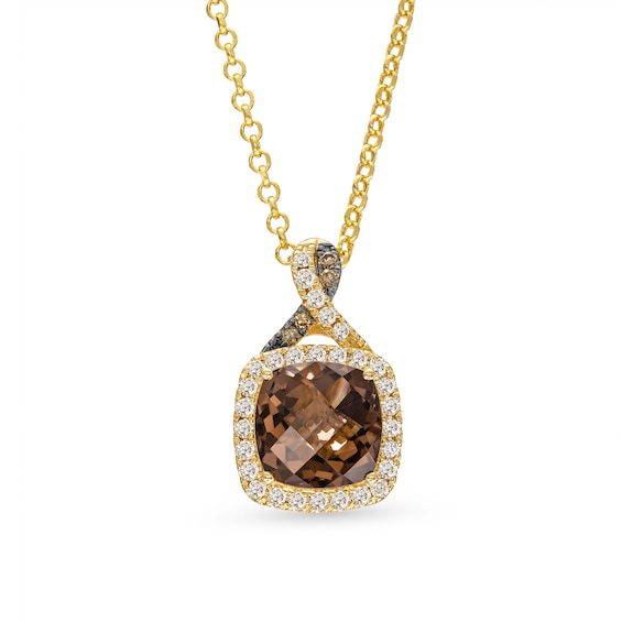 Le Vian Chocolate Twist Quartz Necklace 1/5 ct tw Diamonds 14K Honey Gold 19"