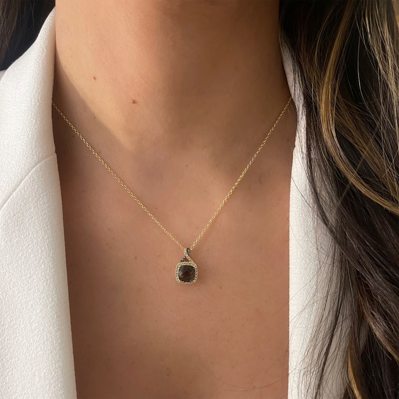Main Image 4 of Le Vian Chocolate Twist Quartz Necklace 1/5 ct tw Diamonds 14K Honey Gold 19&quot;
