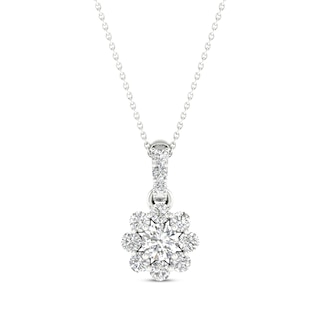 Lab-Created Diamonds by KAY Flower Necklace 1/3 ct tw 14K White Gold 18 ...
