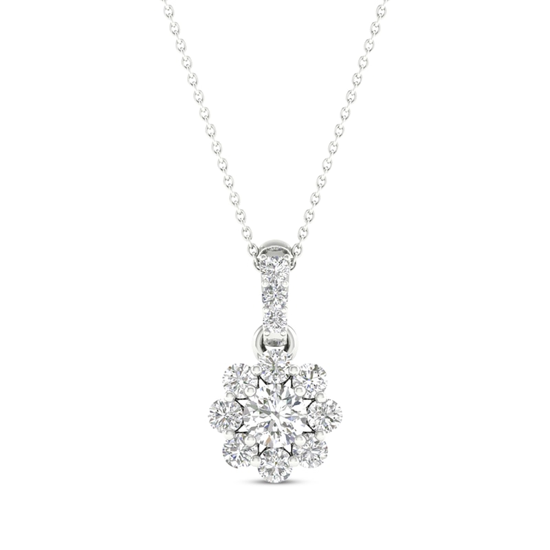 Lab-Created Diamonds by KAY Flower Necklace 1/3 ct tw 14K White Gold 18”