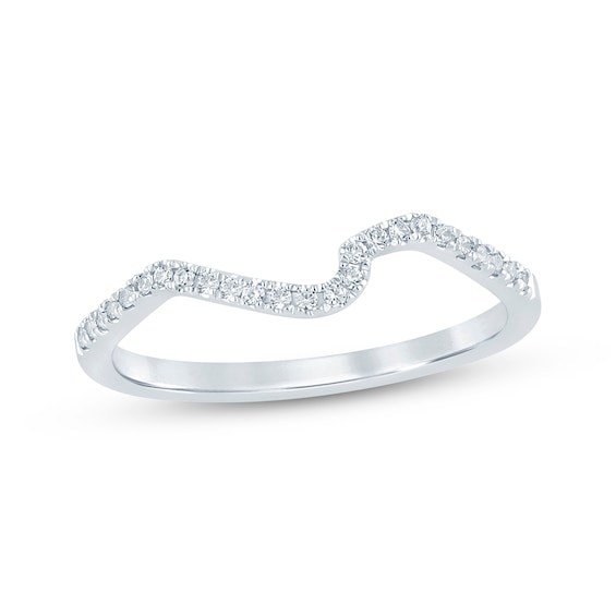 Now + Forever Diamond Contour Wedding Band 1/10 ct tw 14K White Gold