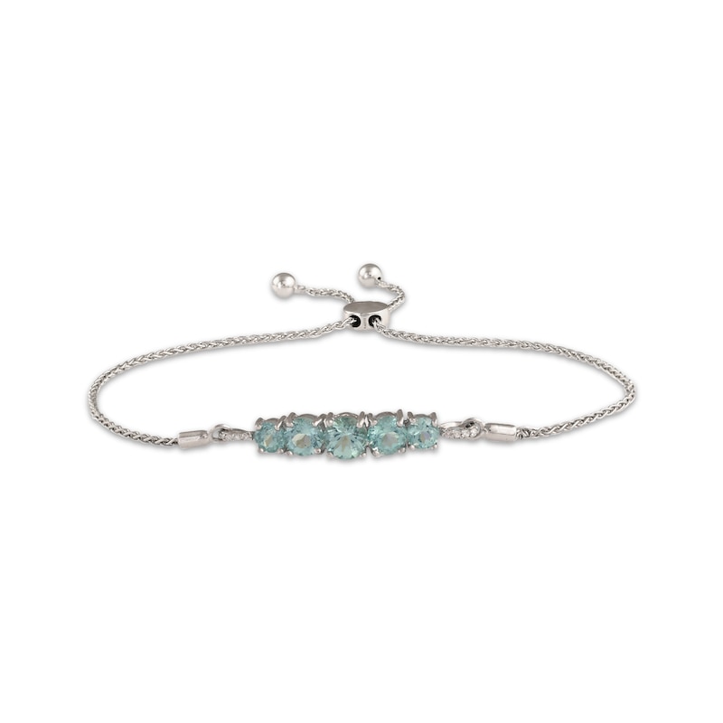 Round-Cut Coastal Blue Apatite & Round-Cut Diamond Accent Bolo Bracelet ...