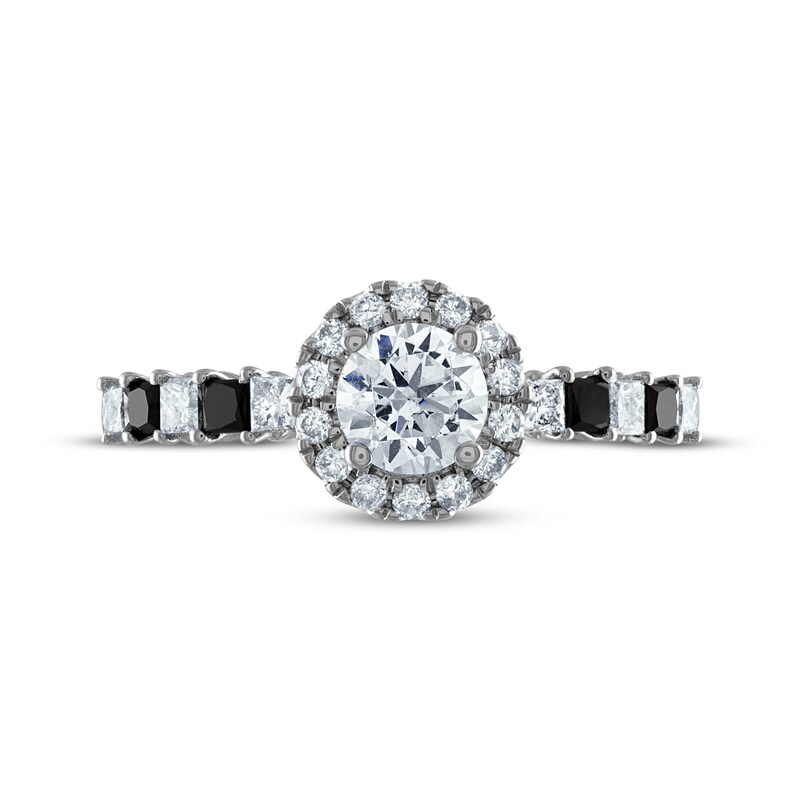 Main Image 3 of Now + Forever Princess & Round-Cut Black & White Diamond Engagement Ring 1 ct tw 14K White Gold