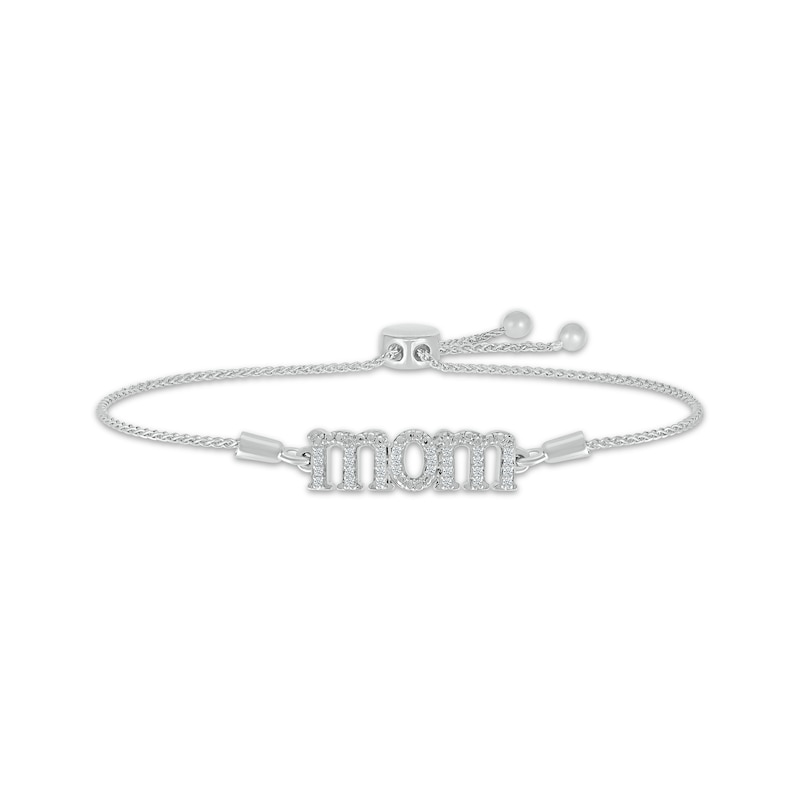 Main Image 1 of Diamond "Mom" Bolo Bracelet 1/15 ct tw Sterling Silver