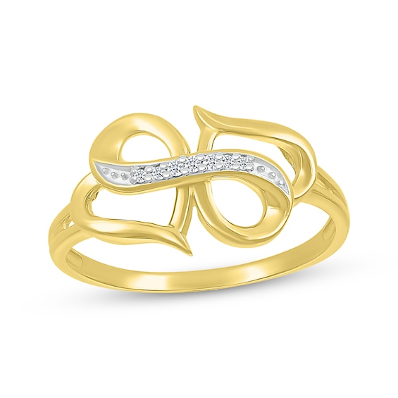 Diamond Accent Double Heart Infinity Ring 10K Yellow Gold