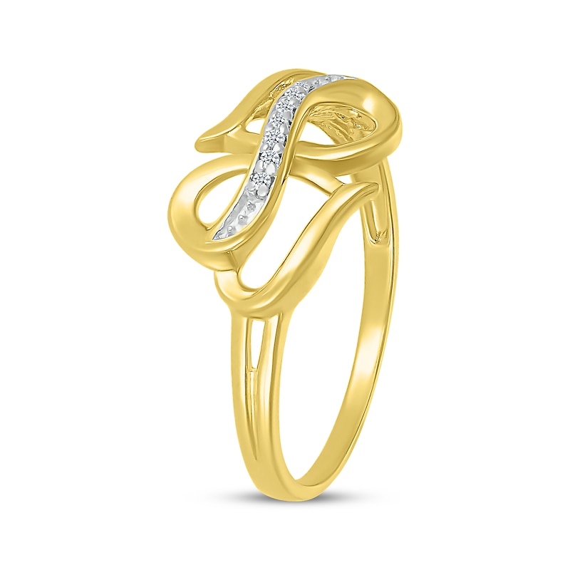Main Image 2 of Diamond Accent Double Heart Infinity Ring 10K Yellow Gold