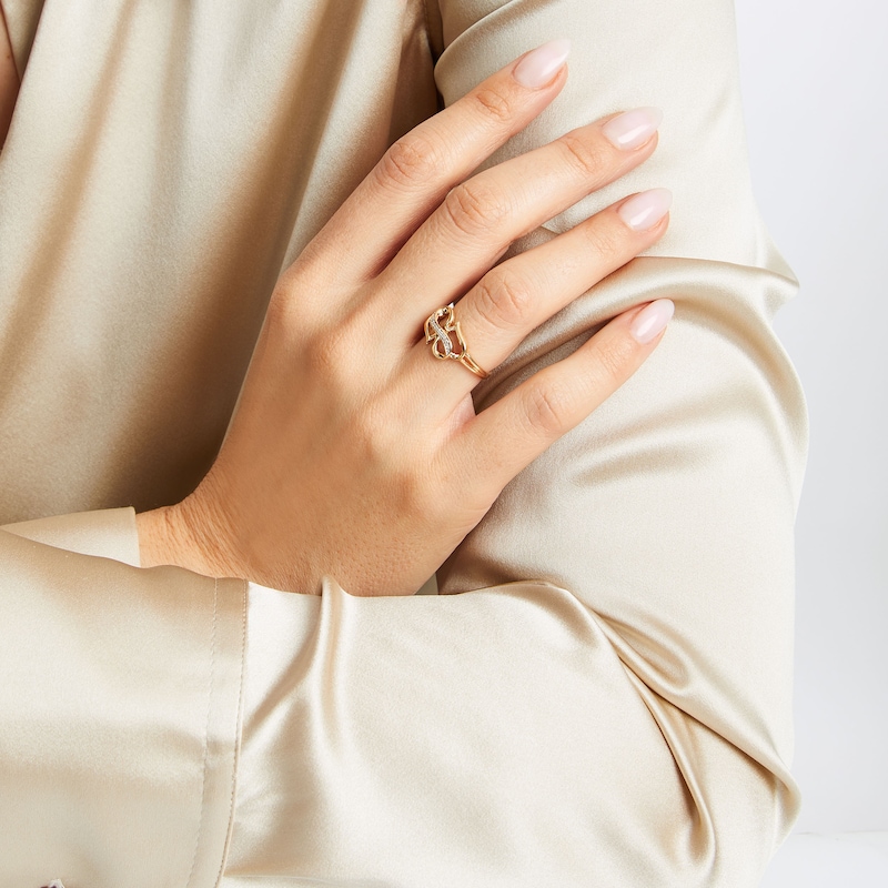 Main Image 5 of Diamond Accent Double Heart Infinity Ring 10K Yellow Gold