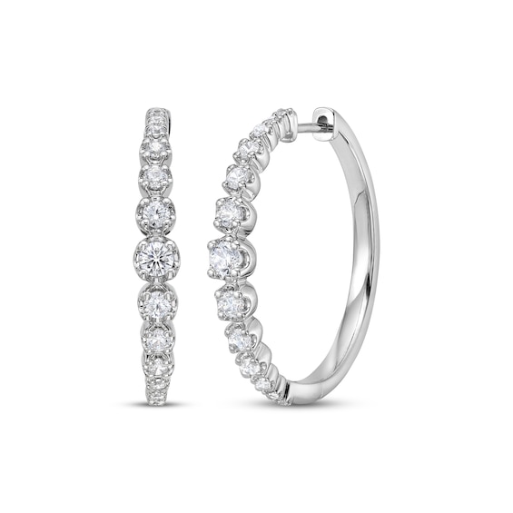 Diamond Graduated Hoop Earrings 3/4 ct tw 10K White Gold