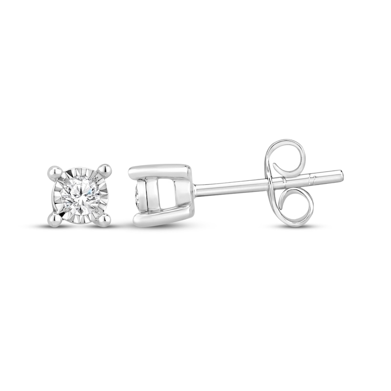 Main Image 1 of Diamond Solitaire Stud Earrings 1/6 ct tw Sterling Silver (J/I3)
