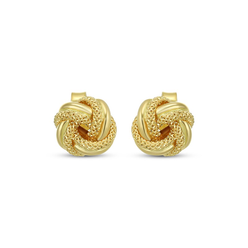 Main Image 2 of Reaura Textured Love Knot Stud Earrings Repurposed 14K Yellow Gold