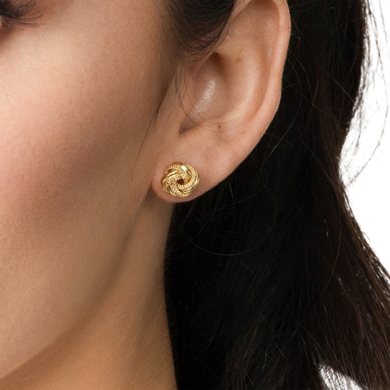Main Image 3 of Reaura Textured Love Knot Stud Earrings Repurposed 14K Yellow Gold