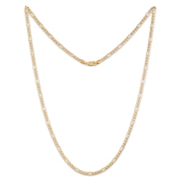 Figaro Chain Necklace Hollow 10K Yellow Gold 24"