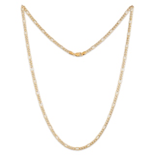 Figaro Chain Necklace Hollow 10K Yellow Gold 24"