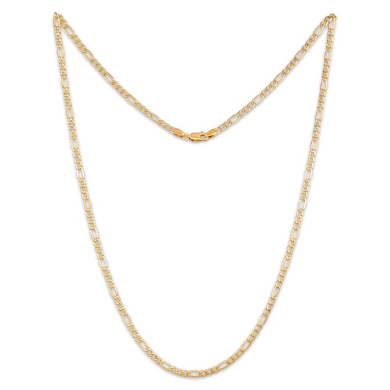 Figaro Chain Necklace Hollow 10K Yellow Gold 24"