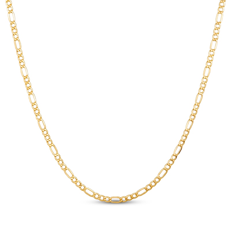 Hollow Figaro Chain Necklace 10K Yellow Gold 24"