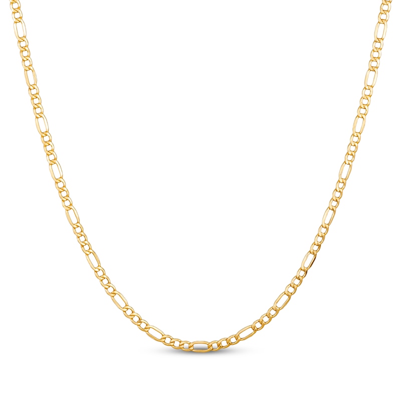 Main Image 2 of Figaro Chain Necklace Hollow 10K Yellow Gold 24&quot;