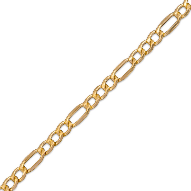 Main Image 3 of Figaro Chain Necklace Hollow 10K Yellow Gold 24&quot;