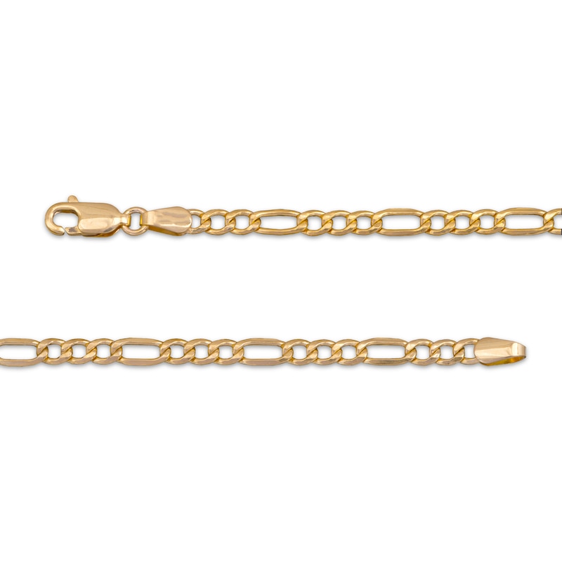 Hollow Figaro Chain Necklace 10K Yellow Gold 24"