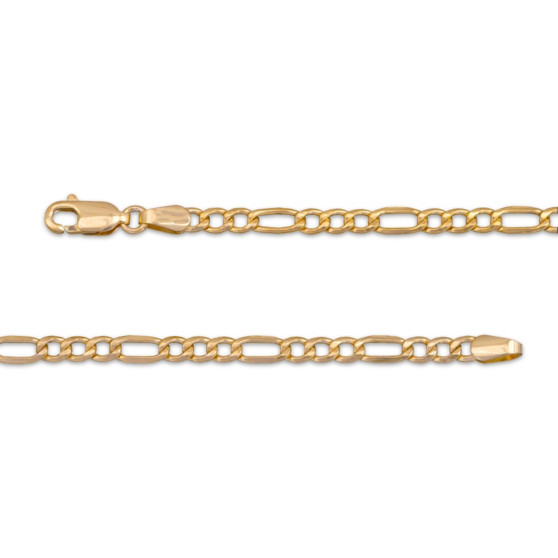 Main Image 4 of Figaro Chain Necklace Hollow 10K Yellow Gold 24&quot;