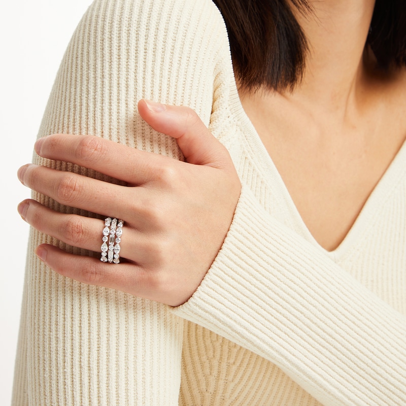 Main Image 4 of Neil Lane Artistry Baguette, Pear, Marquise & Round-cut Lab-Grown Diamond Anniversary Band 3 ct tw 14K White Gold