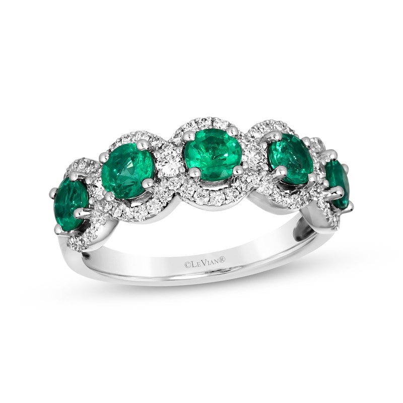 Main Image 1 of Le Vian Emerald Ring 3/8 ct tw Diamonds Platinum