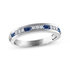 Thumbnail Image 0 of Men's Baguette-Cut Blue Sapphire & Diamond Wedding Band 1/5 ct tw 10K White Gold