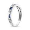 Thumbnail Image 1 of Men's Baguette-Cut Blue Sapphire & Diamond Wedding Band 1/5 ct tw 10K White Gold