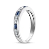 Thumbnail Image 2 of Now + Forever Men's Baguette-Cut Blue Sapphire & Diamond Wedding Band 1/5 ct tw 10K White Gold