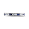 Thumbnail Image 3 of Now + Forever Men's Baguette-Cut Blue Sapphire & Diamond Wedding Band 1/5 ct tw 10K White Gold