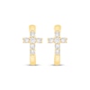 Thumbnail Image 2 of Diamond Cross Hoop Earrings 1/4 ct tw 10K Yellow Gold