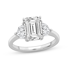 Memories Moments Magic Lab-Grown Diamonds Emerald-Cut Three-Stone Engagement Ring 3-7/8 ct tw 14K White Gold